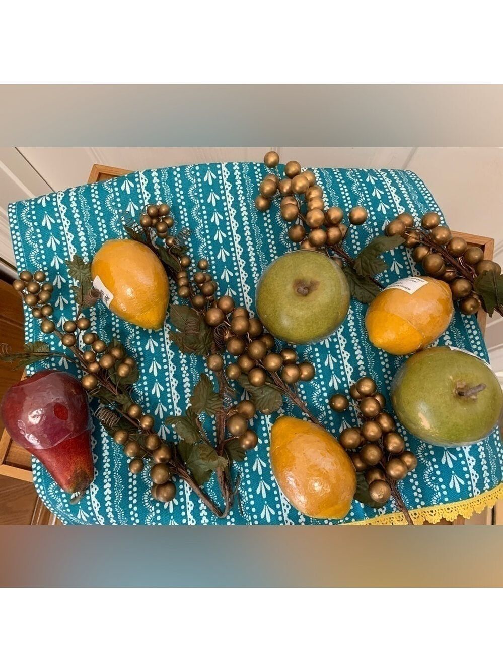 PIER 1 faux floral fruit bundle decor dining craft apple pear grapes lemons - Picture 4 of 11